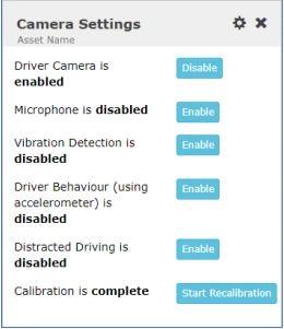 The Camera Settings panel