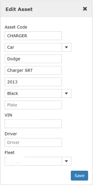The asset details panel, where an asset's information is edited