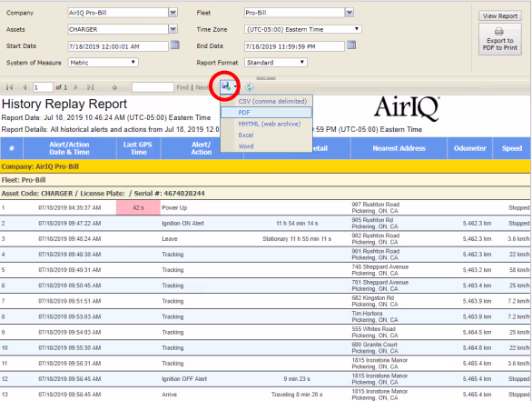 A completed report displayed on screen
